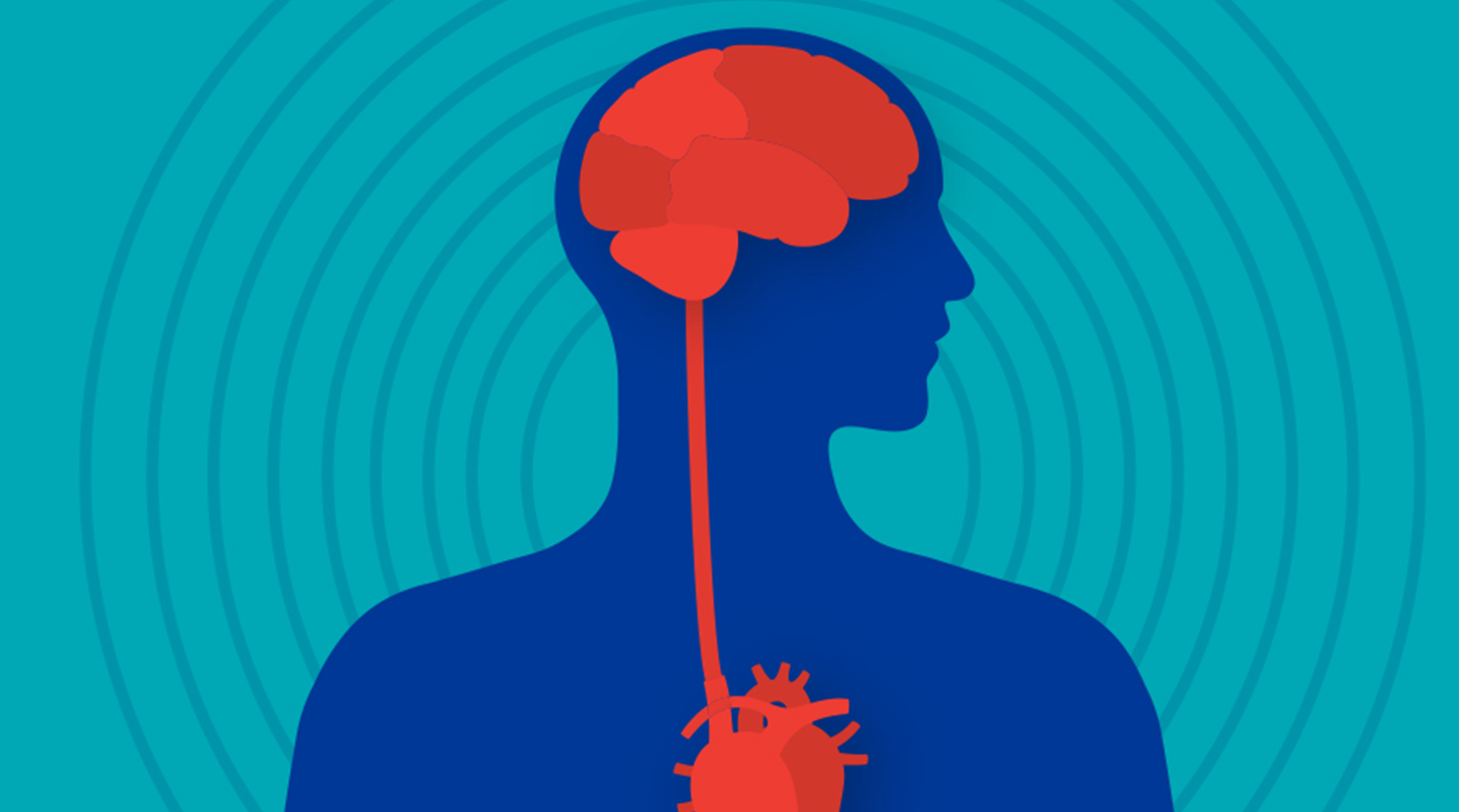 red brain linked to heart illustration
